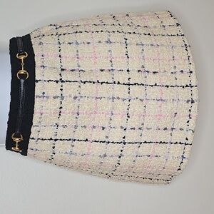 Gucci Patterned Tweed Mini Skirt in White